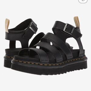 New Doc Marten Blaire Black Flatform Leather Sandals EU39 Sz 9 Free People